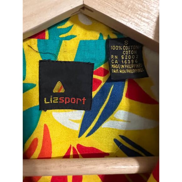 Vintage Lizwear Liz Claiborne Tropical Button Front Top Small - Picture 3 of 5
